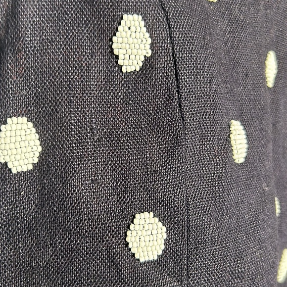 Anthropologie Odille Top Navy White Beaded Polka Dot Size 4 - Picture 16 of 16